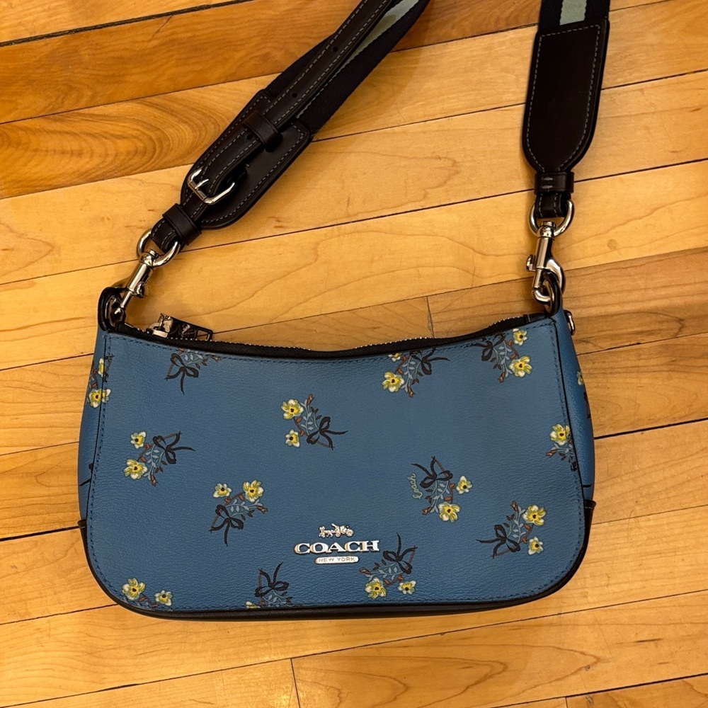 Coach Teal and Yellow Floral Crossbody Bag - Picture 2 of 10